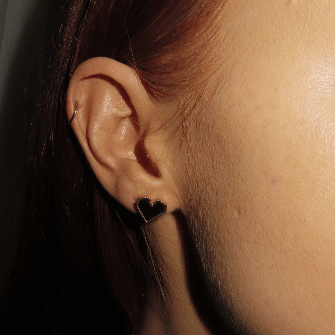 Black Heart Stud Earrings | AYRE Jewellery