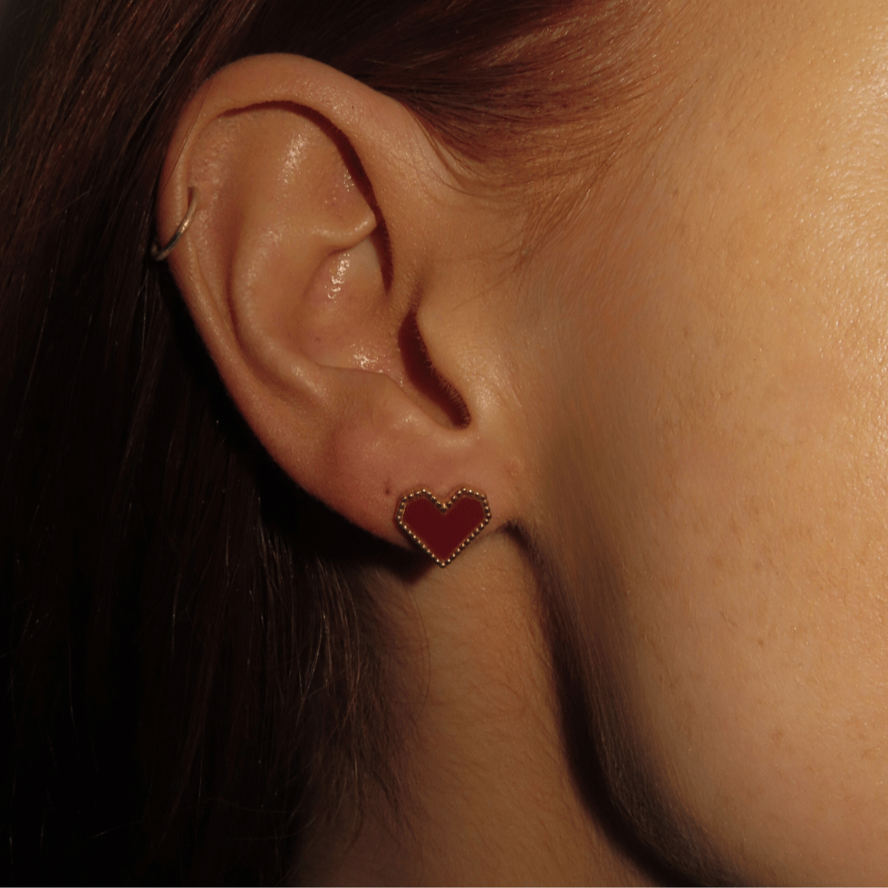 Red Heart Stud Earrings | AYRE Jewellery