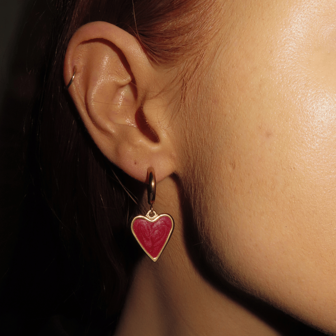 Red Heart Hoop Earrings | AYRE Jewellery