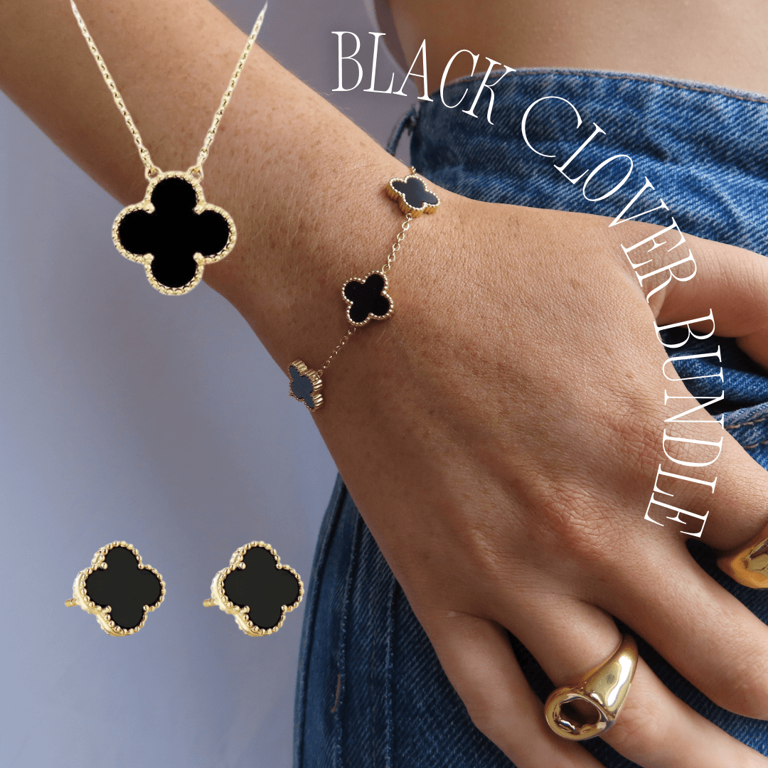 Save big on the Black Clover collection by buying in a bundle Includes Black Clover Earrings, Black Clover Necklace and Black Clover Bracelet Save €13.85 vs. buying them separately P.S. If its a gift, don&