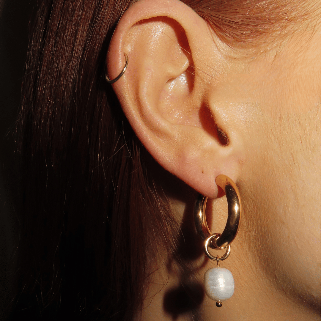 Pearl Drop Hoop Earrings | AYRE Jewellery